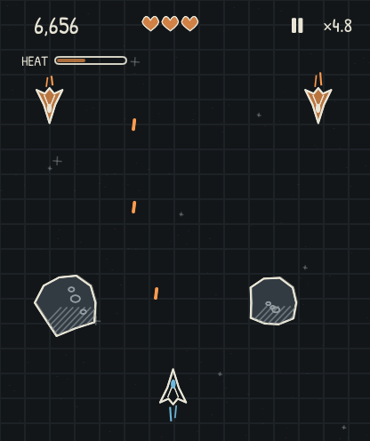 A different Little Beyond flight on dark paper, with active shots and hazards at 4.8 times starting speed