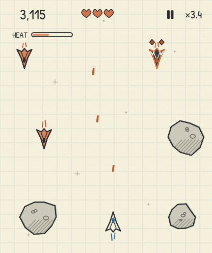 Little Beyond mid-flight on light paper, shooting through obstacles at 3.4 times starting speed